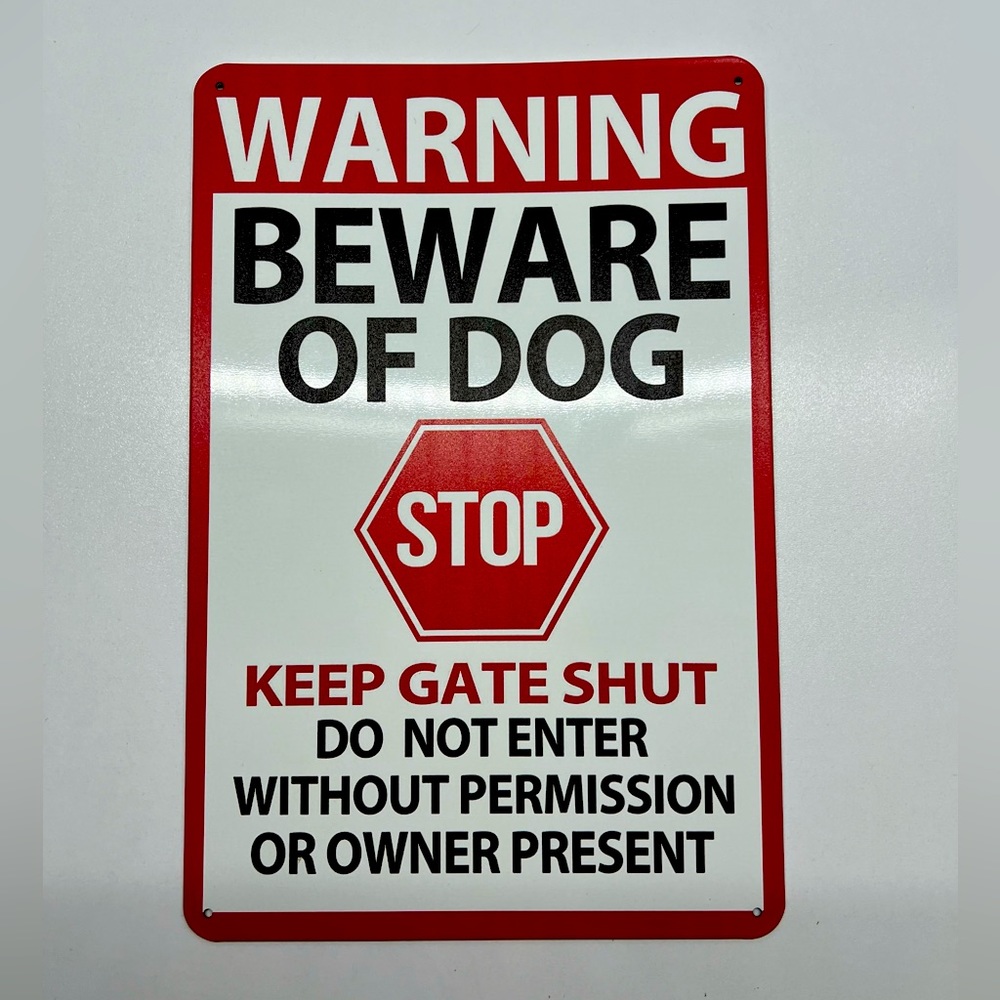 Beware of dog sign